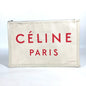 CELINE Clutch bag Leather / canvas white logo Women