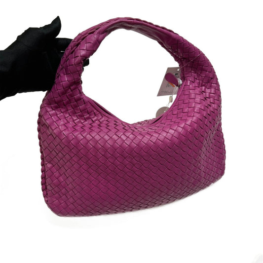 Bottega Veneta Veneta Hobo Medium Deep Fuchsia Pink Intrecciato Leather Bag 40cm