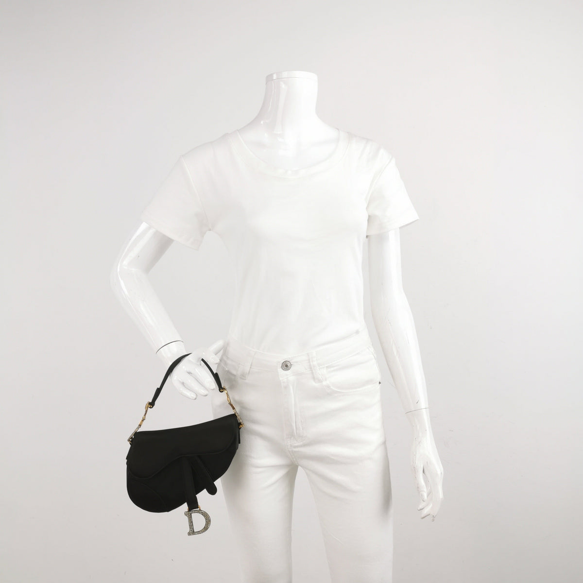 Dior Saddle Mini Silk Handbag Black with crystals Rovelle Bags