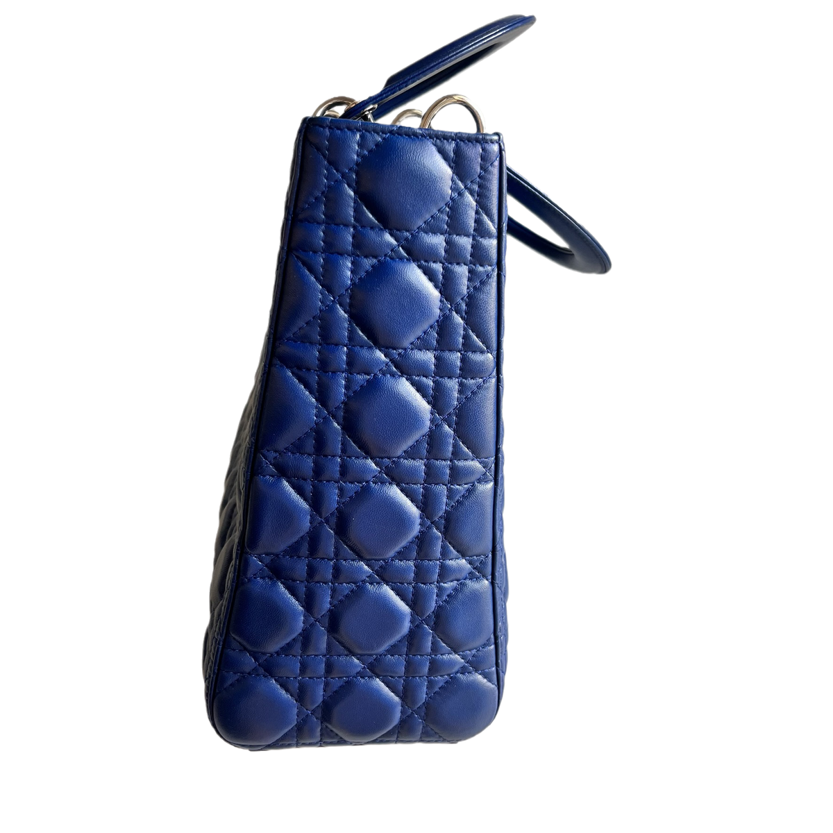 Lady Dior Large Bag Navy Lambskin Cannage Leather Rovelle Bags