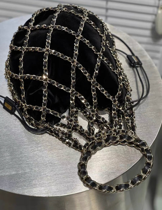Chanel Luxury Velvet Black Handbag Rovelle Bags