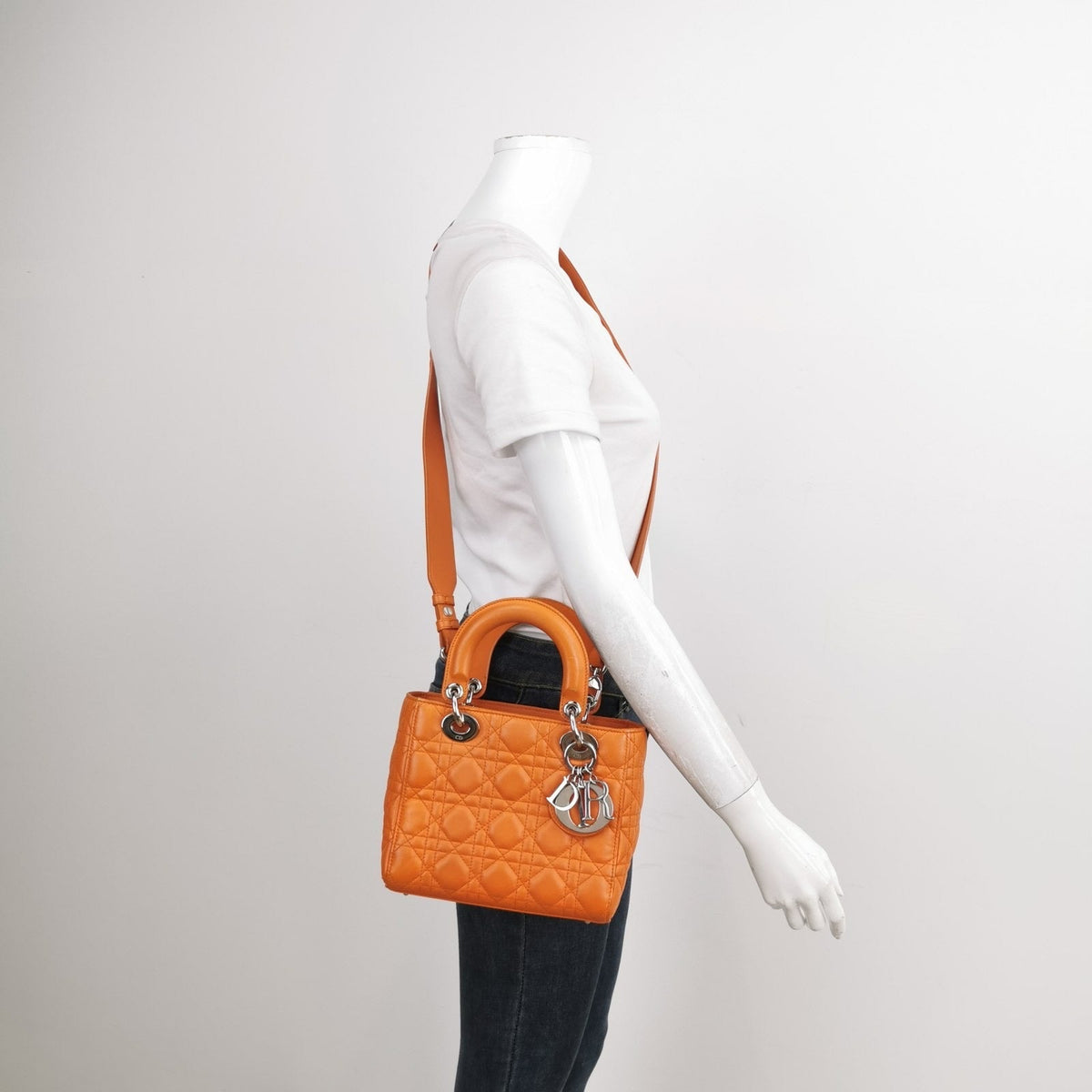 Lady Dior My Abcdior 2016 Small Orange Lambskin Cannage Leather Handbag Rovelle Bags
