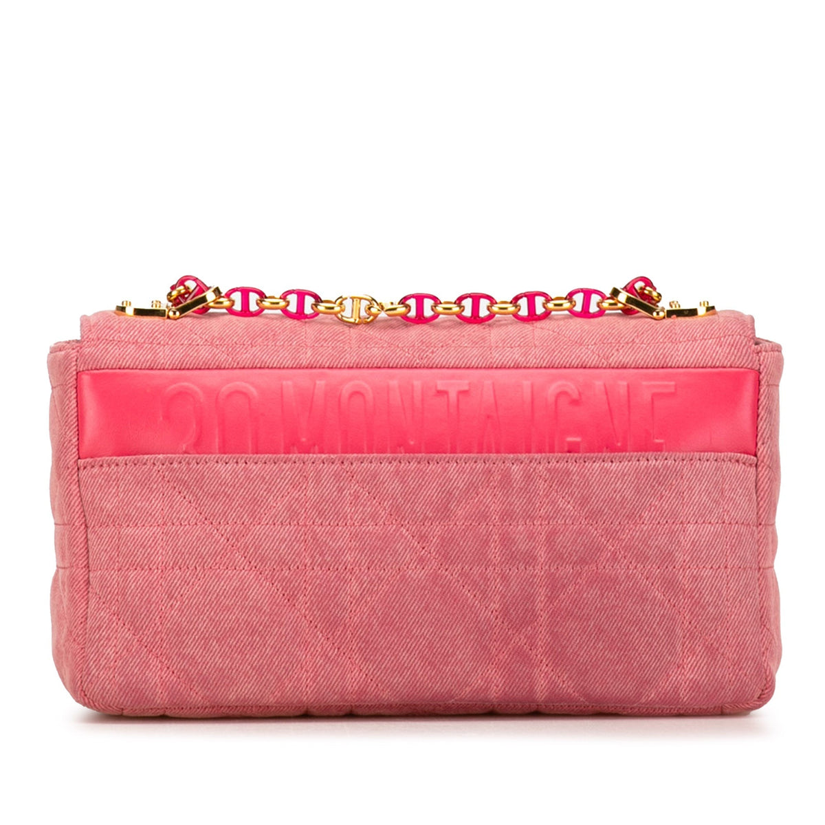 Pink Dior Medium Denim Macrocannage Caro Bag Rovelle Bags