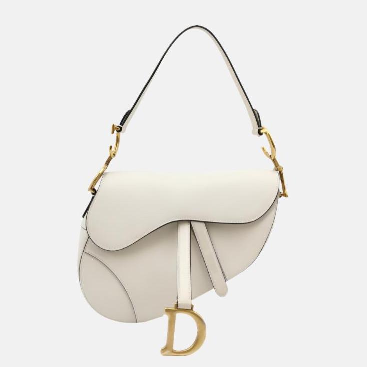 Dior Saddle Medium White 2019 Grained Leather Handbag Rovelle Bags