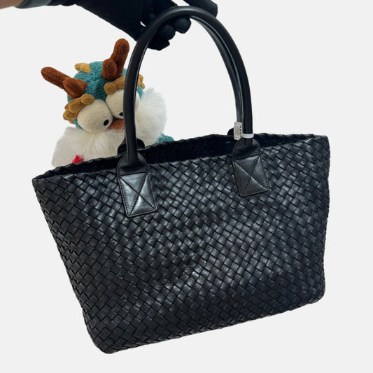 Bottega Veneta Cabat Small Intreccio Leather Tote Bag Black