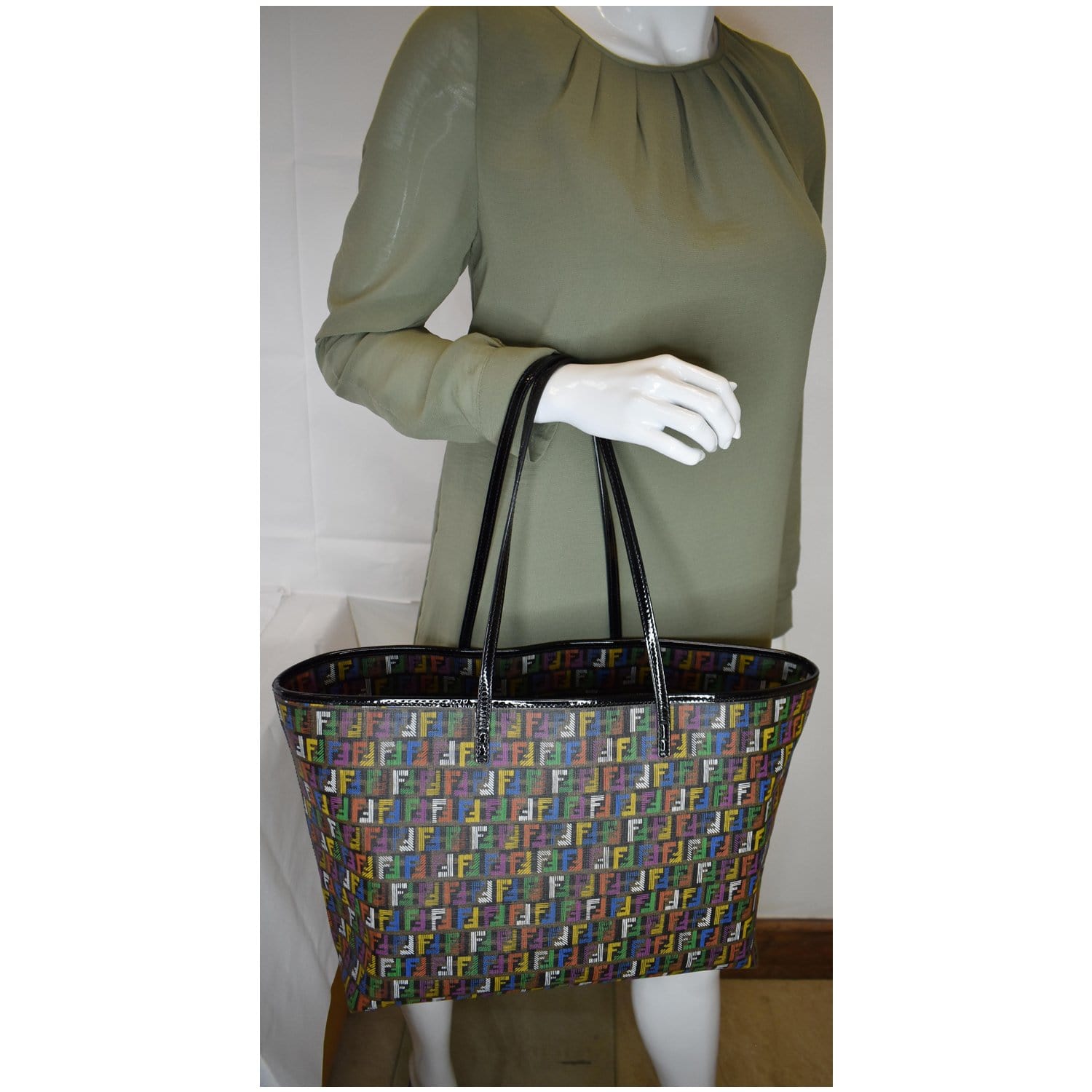 Fendi Roll Canvas Red Tote Bag Style 4 Rovelle Bags
