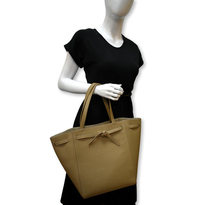 CELINE Cabas Phantom Grained Calfskin Leather Tote Bag Taupe