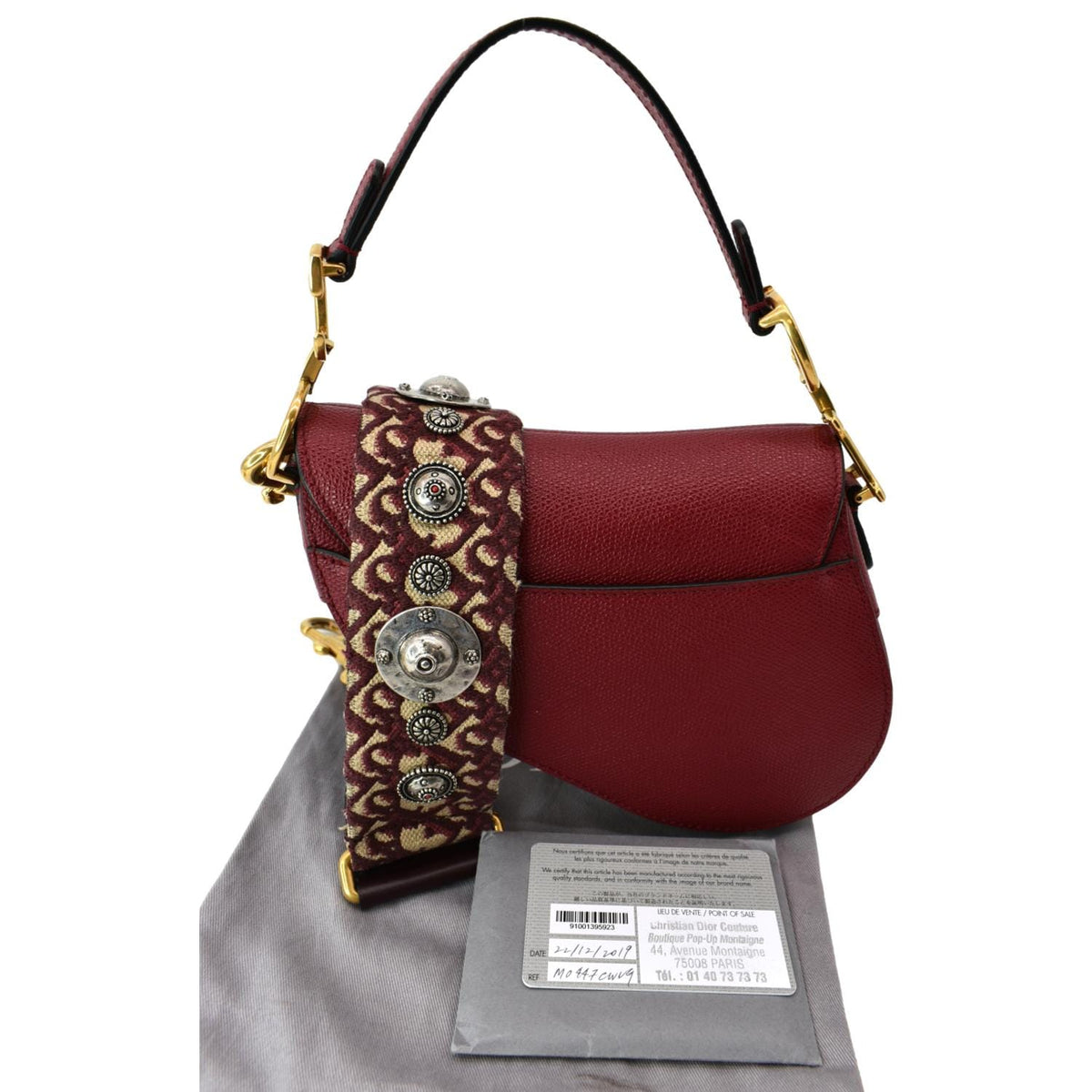 CHRISTIAN DIOR Saddle Oblique Jacquard Shoulder Bag Red Rovelle Bags