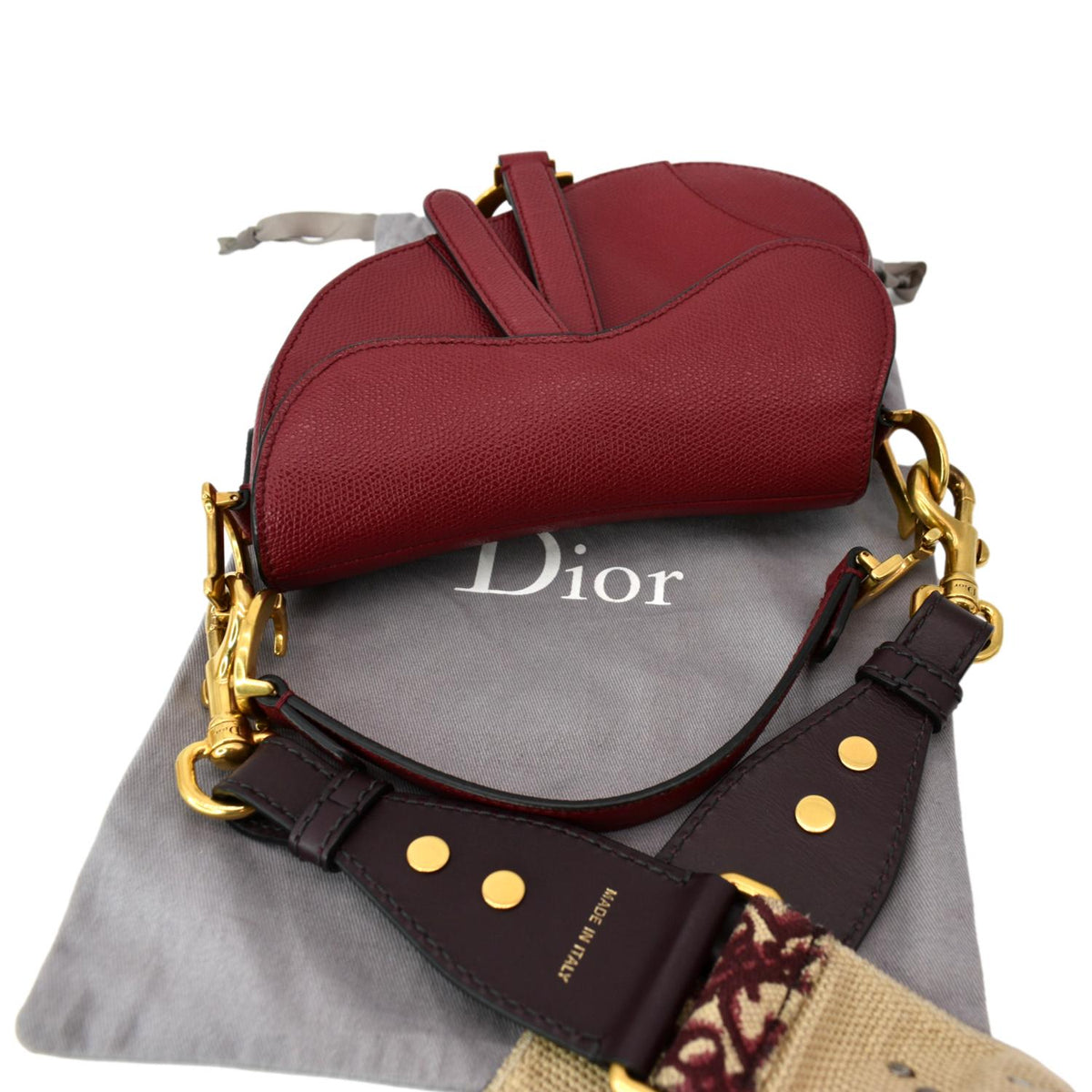 CHRISTIAN DIOR Saddle Oblique Jacquard Shoulder Bag Red Rovelle Bags
