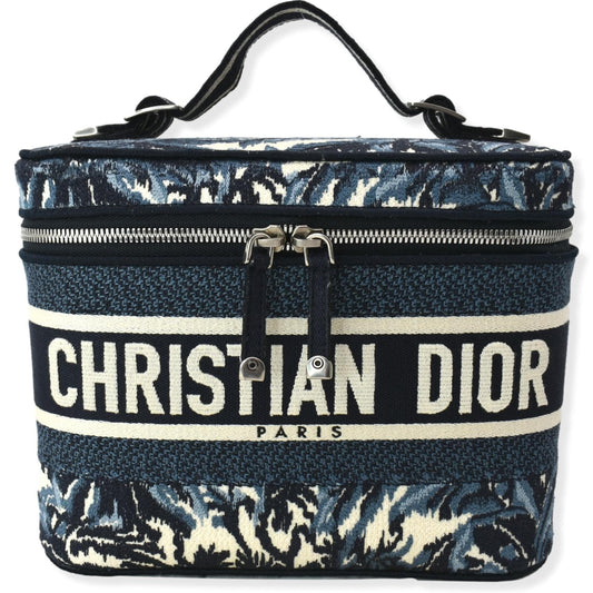 CHRISTIAN DIOR DiorTravel Oblique Embroidery Vanity Case Blue Rovelle Bags