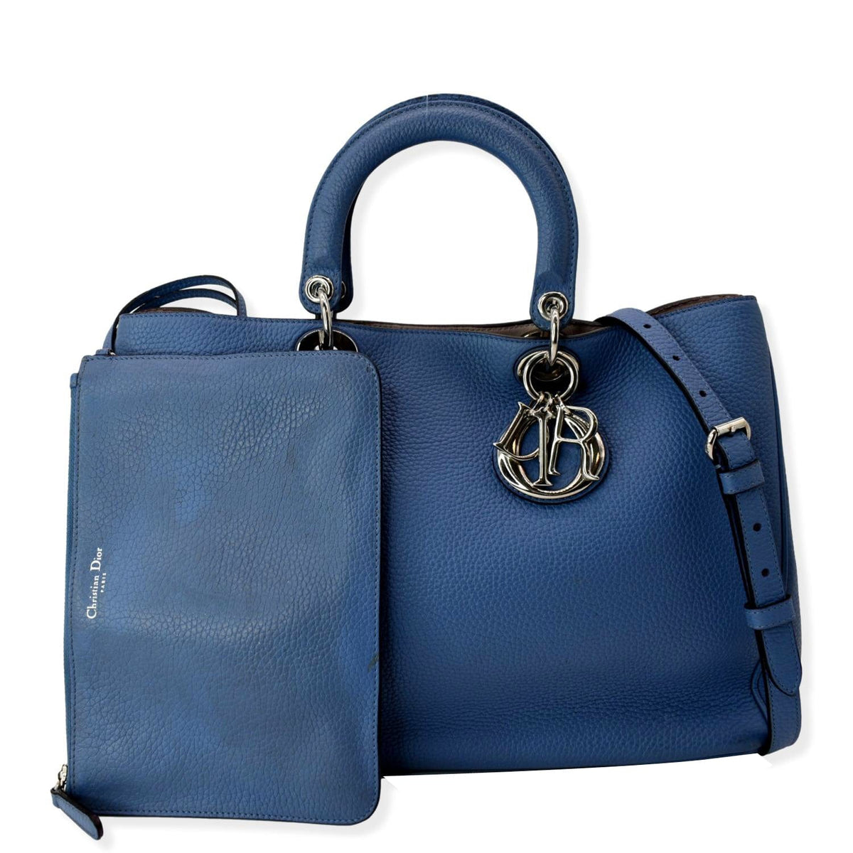 CHRISTIAN DIOR Large Diorissimo Leather Shoulder Bag Blue Rovelle Bags
