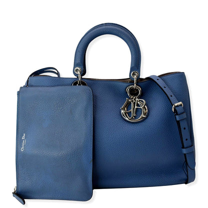 CHRISTIAN DIOR Large Diorissimo Leather Shoulder Bag Blue Rovelle Bags