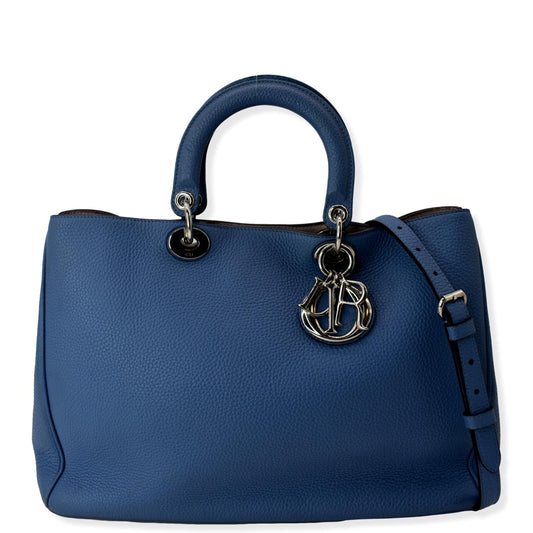 CHRISTIAN DIOR Large Diorissimo Leather Shoulder Bag Blue Rovelle Bags