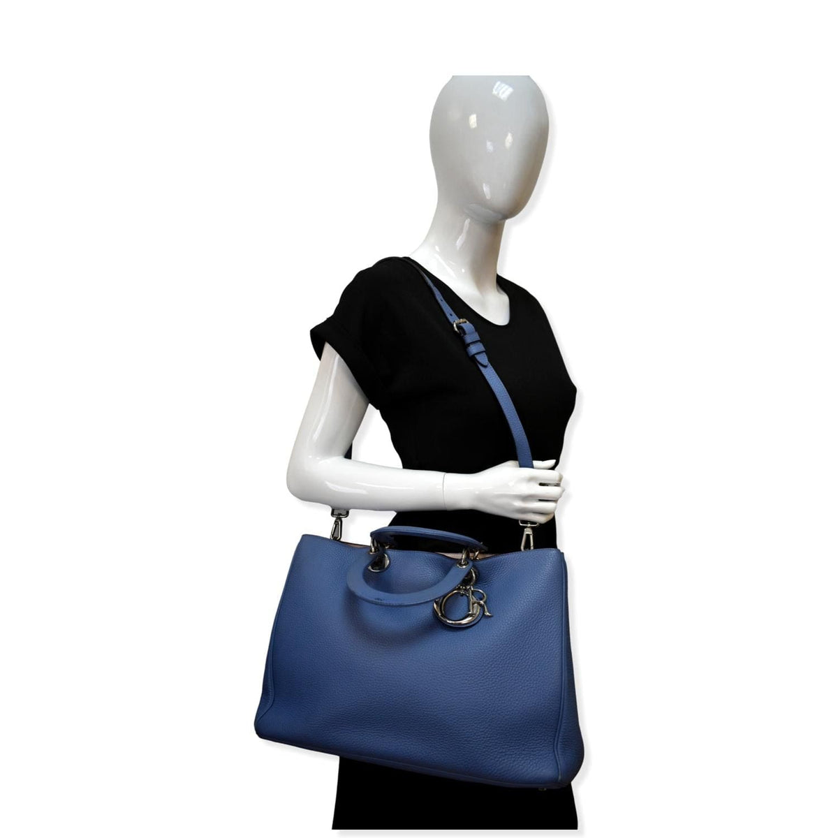 CHRISTIAN DIOR Large Diorissimo Leather Shoulder Bag Blue Rovelle Bags