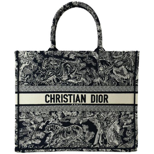 CHRISTIAN DIOR Book Medium Toile De Jouy Reverse Embroidery Tote Bag Blue Rovelle Bags