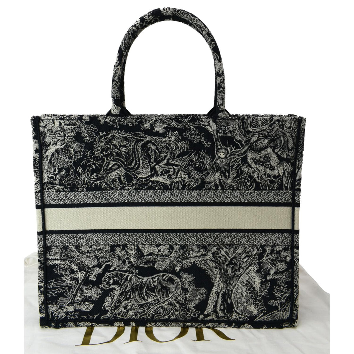 CHRISTIAN DIOR Book Medium Toile De Jouy Reverse Embroidery Tote Bag Blue Rovelle Bags