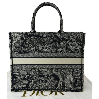 CHRISTIAN DIOR Book Medium Toile De Jouy Reverse Embroidery Tote Bag Blue Rovelle Bags