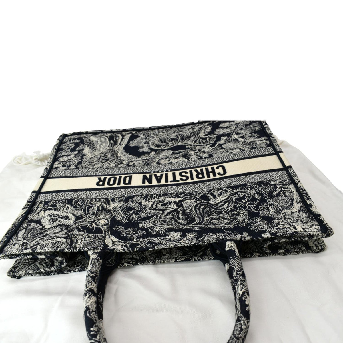 CHRISTIAN DIOR Book Medium Toile De Jouy Reverse Embroidery Tote Bag Blue Rovelle Bags