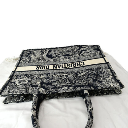 CHRISTIAN DIOR Book Medium Toile De Jouy Reverse Embroidery Tote Bag Blue Rovelle Bags