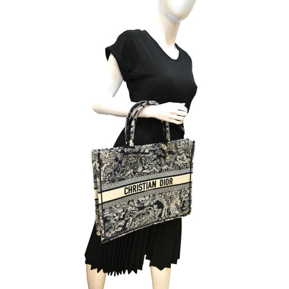 CHRISTIAN DIOR Book Medium Toile De Jouy Reverse Embroidery Tote Bag Blue Rovelle Bags