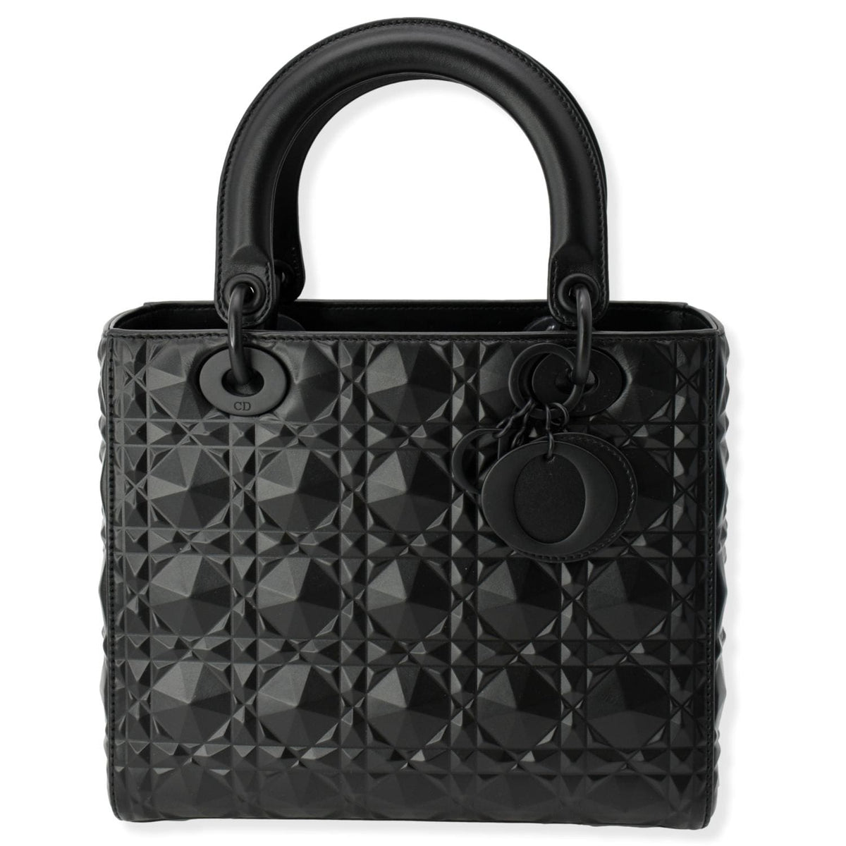 CHRISTIAN DIOR Medium Black Lady Dior Cannage Calfskin Shoulder Bag Black Rovelle Bags