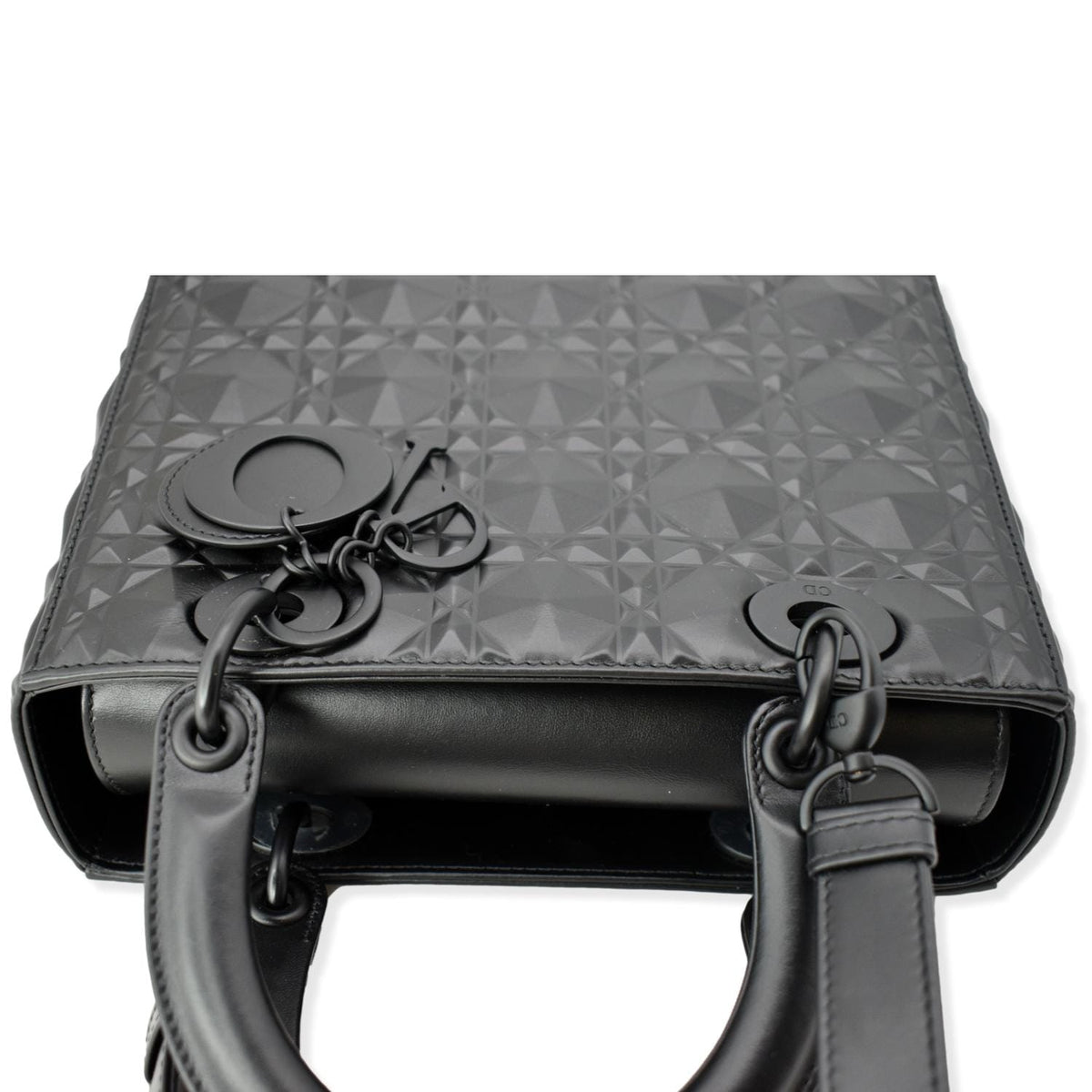 CHRISTIAN DIOR Medium Black Lady Dior Cannage Calfskin Shoulder Bag Black Rovelle Bags