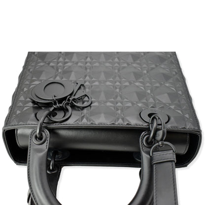 CHRISTIAN DIOR Medium Black Lady Dior Cannage Calfskin Shoulder Bag Black Rovelle Bags