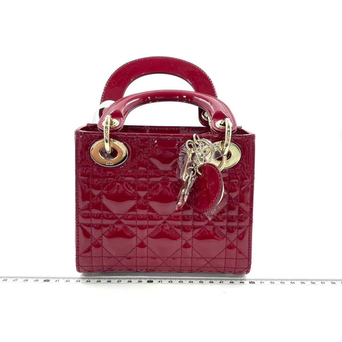 Lady Dior Mini Handbag Burgundy Red Patent Leather Gold-tone Chain Strap 2020 Suede Interior Rovelle Bags