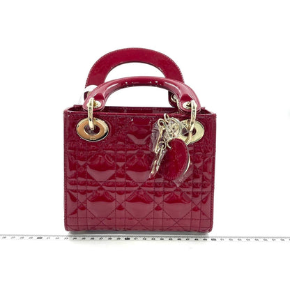 Lady Dior Mini Handbag Burgundy Red Patent Leather Gold-tone Chain Strap 2020 Suede Interior Rovelle Bags