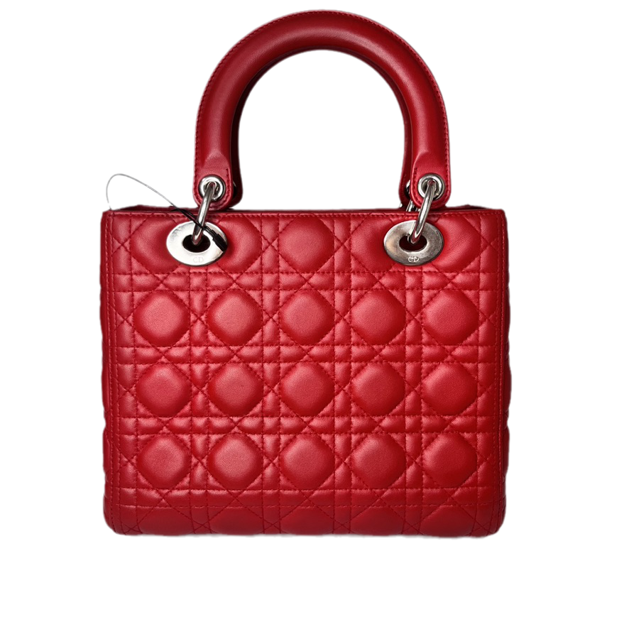 Lady Dior Medium Bag Red Lambskin Cannage Leather Without Strap Rovelle Bags