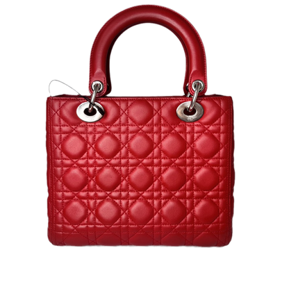 Lady Dior Medium Bag Red Lambskin Cannage Leather Without Strap Rovelle Bags