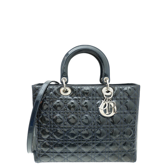 Christian Dior Indigo Blue Lady Dior Large Bag Rovelle Bags