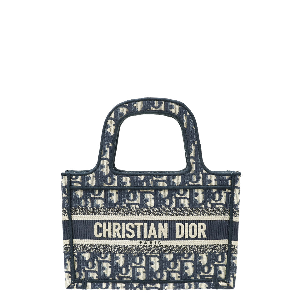 Christian Dior Navy Blue Oblique Book Tote Mini Bag Rovelle Bags