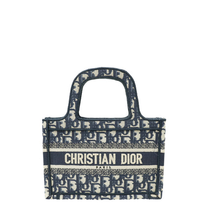 Christian Dior Navy Blue Oblique Book Tote Mini Bag Rovelle Bags