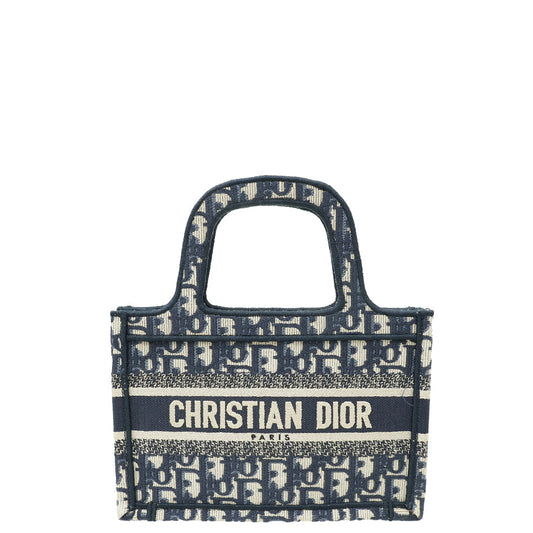 Christian Dior Navy Blue Oblique Book Tote Mini Bag Rovelle Bags