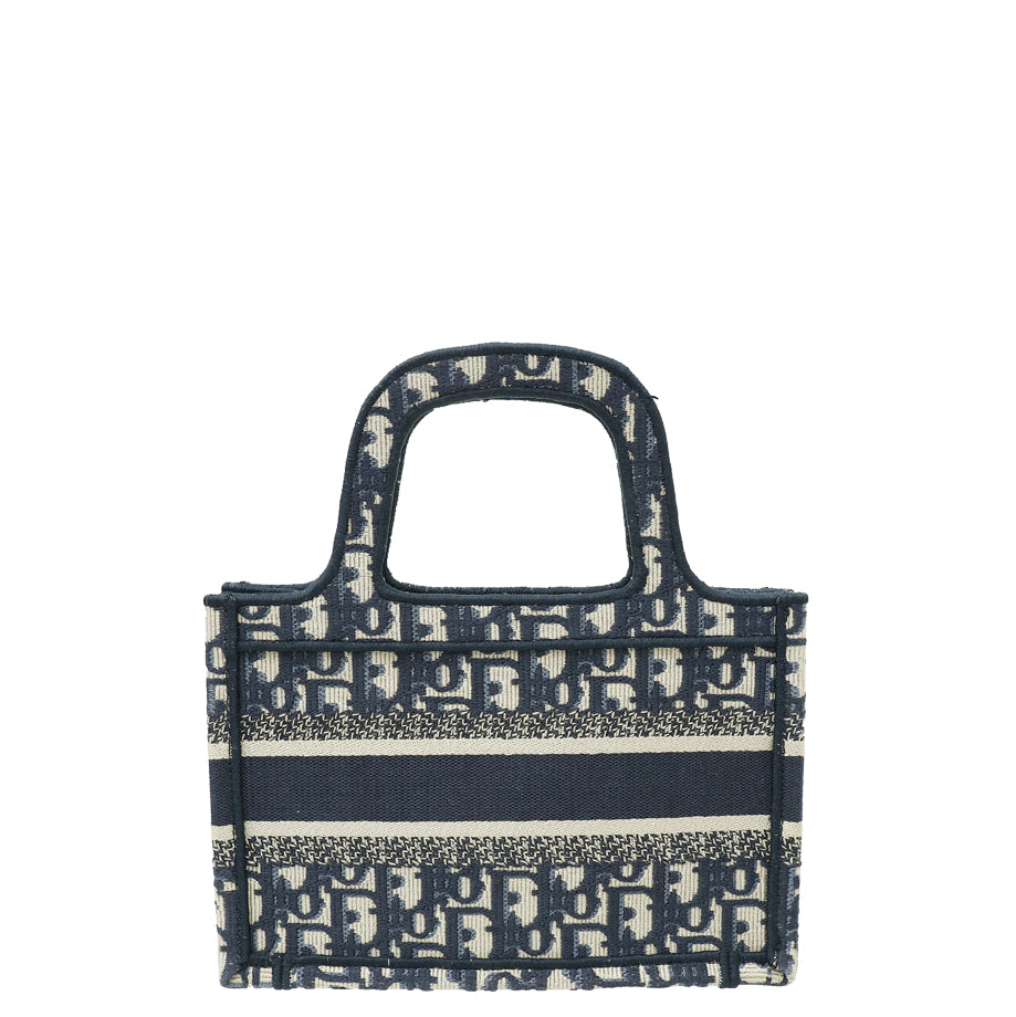 Christian Dior Navy Blue Oblique Book Tote Mini Bag Rovelle Bags