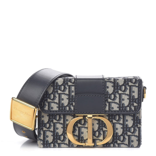 CHRISTIAN DIOR BLUE OBLIQUE 30 MONTAIGNE BOX BAG Rovelle Bags