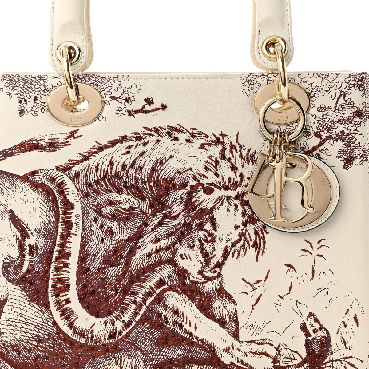CHRISTIAN DIOR LADY DIOR CALFSKIN EMBROIDERED MEDIUM TOILE DE JOUY BAG Rovelle Bags