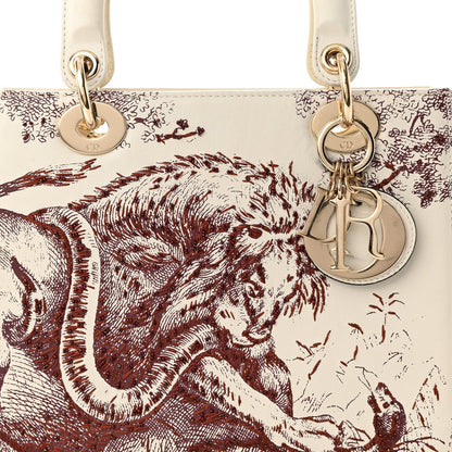 CHRISTIAN DIOR LADY DIOR CALFSKIN EMBROIDERED MEDIUM TOILE DE JOUY BAG Rovelle Bags