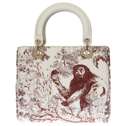 CHRISTIAN DIOR LADY DIOR CALFSKIN EMBROIDERED MEDIUM TOILE DE JOUY BAG Rovelle Bags