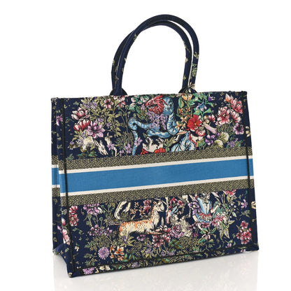 DIOR CANVAS EMBROIDERED LARGE D-CONSTELLATION BOOK TOTE Rovelle Bags