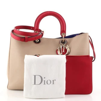 DIOR DIORISSIMO TRI-COLOR CALFSKIN LEATHER LARGE TOTE BAG Rovelle Bags