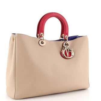 DIOR DIORISSIMO TRI-COLOR CALFSKIN LEATHER LARGE TOTE BAG Rovelle Bags