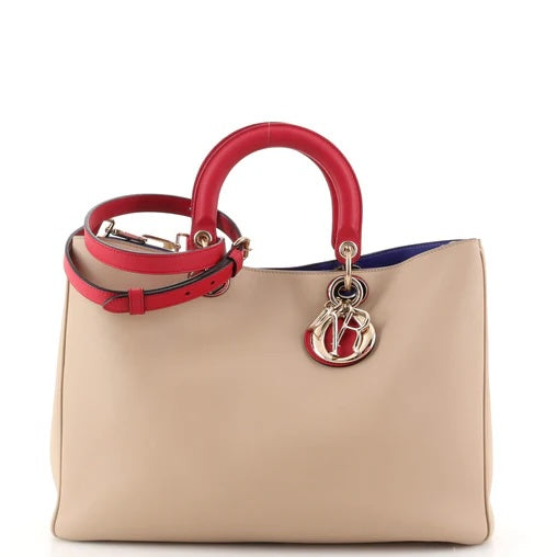 DIOR DIORISSIMO TRI-COLOR CALFSKIN LEATHER LARGE TOTE BAG Rovelle Bags