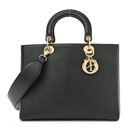 CHRISTIAN DIOR GRAINED CALFSKIN LARGE LADY DIOR BAG Rovelle Bags