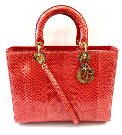 DIOR PYTHON LEATHER LARGE LADY DIOR BAG Rovelle Bags