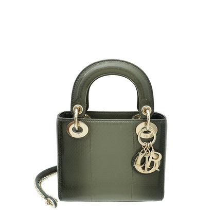 Christian Dior Olive Ombre Python Lady Dior Mini Bag Rovelle Bags