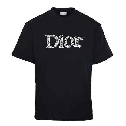 DIOR 3D Sketch-Style Letter Embroidery Short-Sleeve T-Shirt