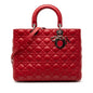 Red Dior Large Lambskin Cannage Lady Dior Satchel Rovelle Bags