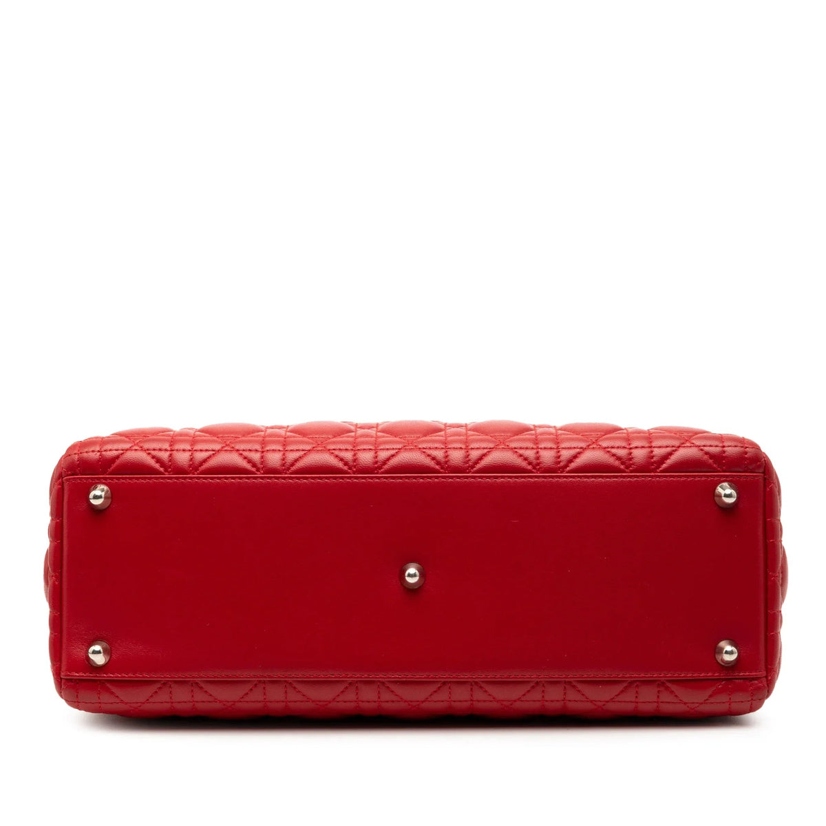 Red Dior Large Lambskin Cannage Lady Dior Satchel Rovelle Bags